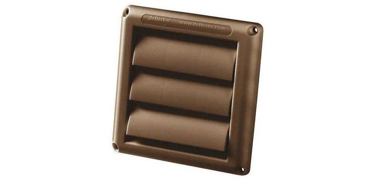 A brown Deflecto Supurr Vent with louvres against a white background.